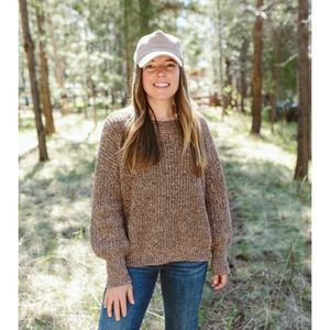 Goumi Women's Chunky Knit Sweater Brown S/M 100% Organic Cotton